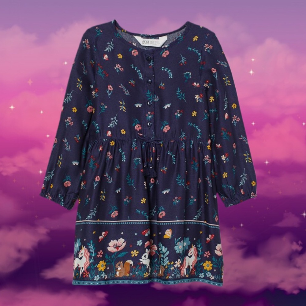 H&M Dark Floral Crêped Dress